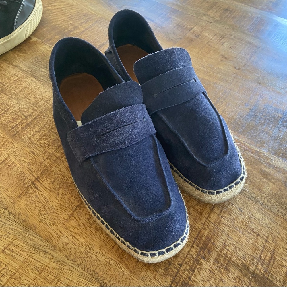 Ermenegildo Zegna Dark Blue Suede Loafers